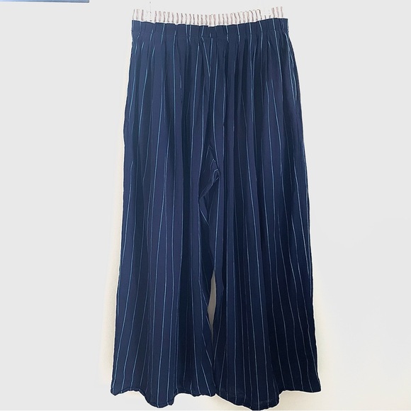 Anthropologie Mixed Stripe Wide Leg Pants in Navy Blue Multi Size S NWT - Picture 13 of 13